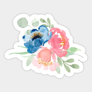 Florals watercolor blush pink and dusty blue Sticker